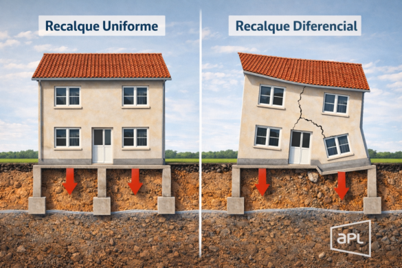 diagrama mostrando recalque uniforme e recalque diferencial em fundacoes