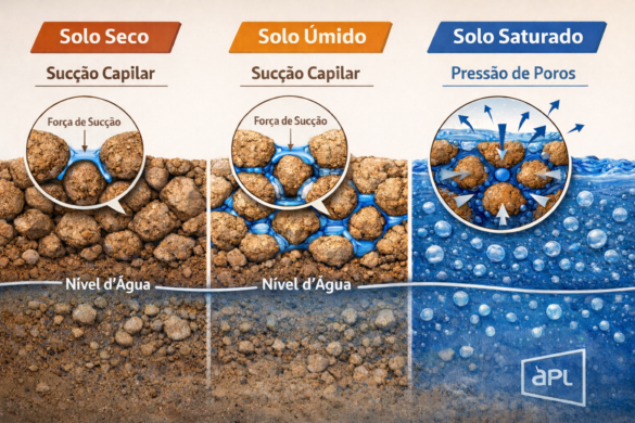 influencia do nivel de agua no comportamento do solo mostrando succao capilar e pressao de poros